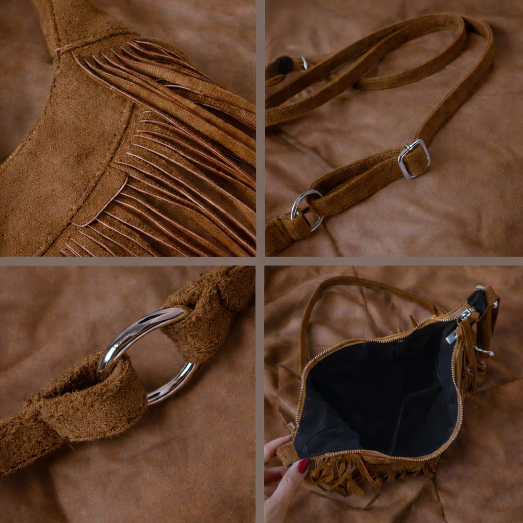 Stijlvolle schoudertas met franjes