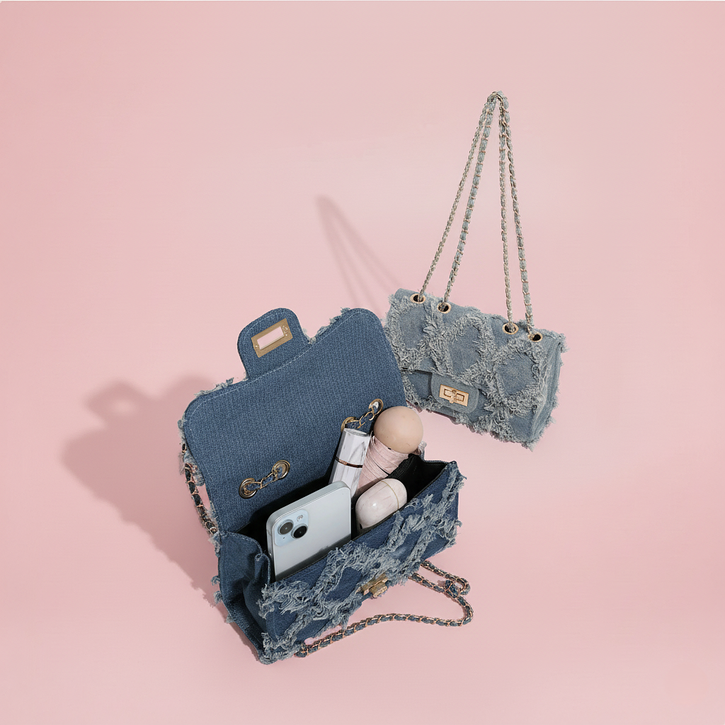 Stijlvolle denim schoudertas