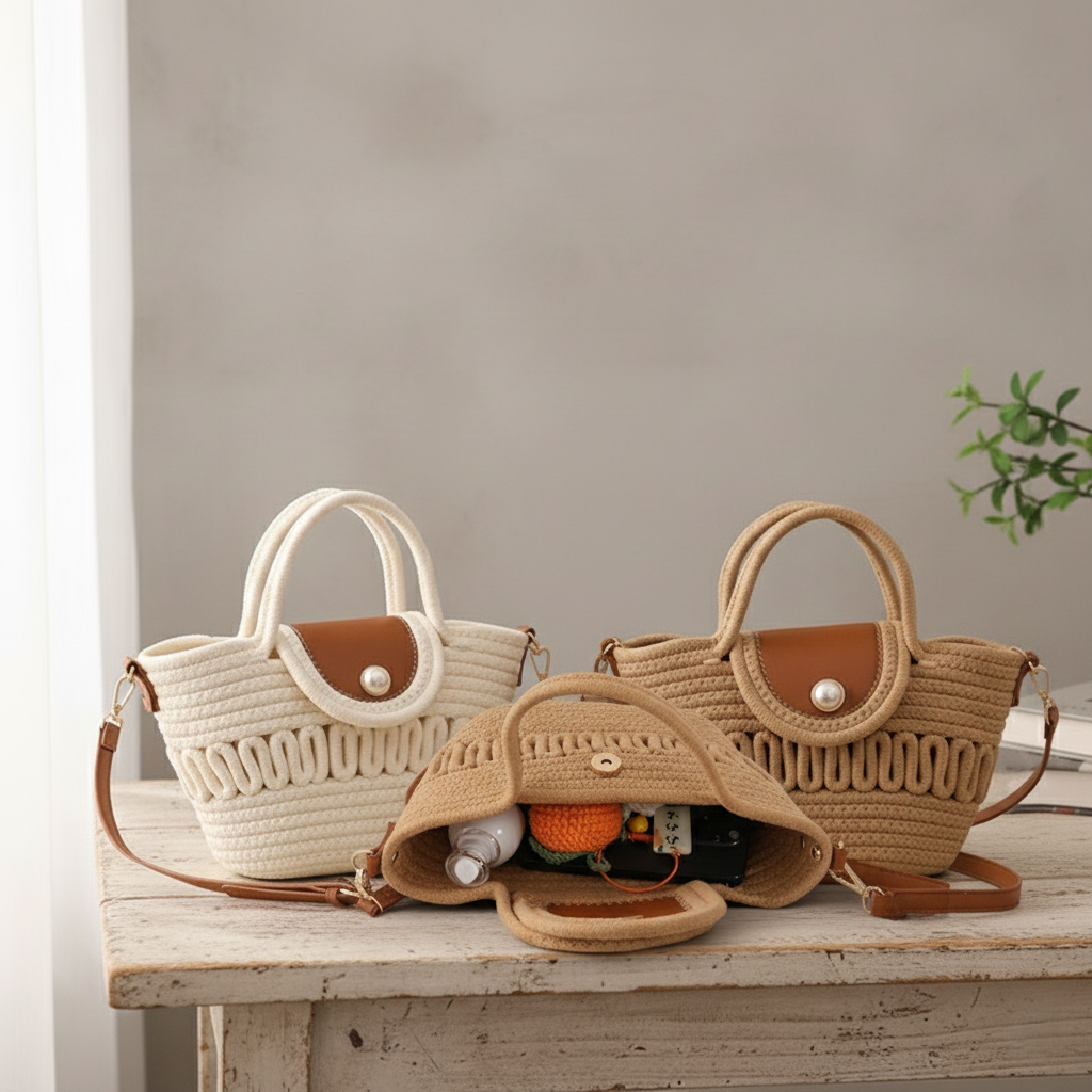 Gevlochten zomerse schoudertas